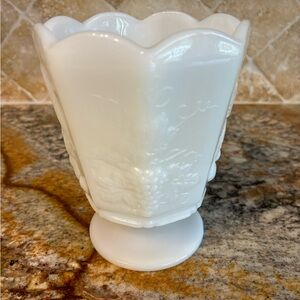 Napco White Milk Glass Footed Vase/Planter